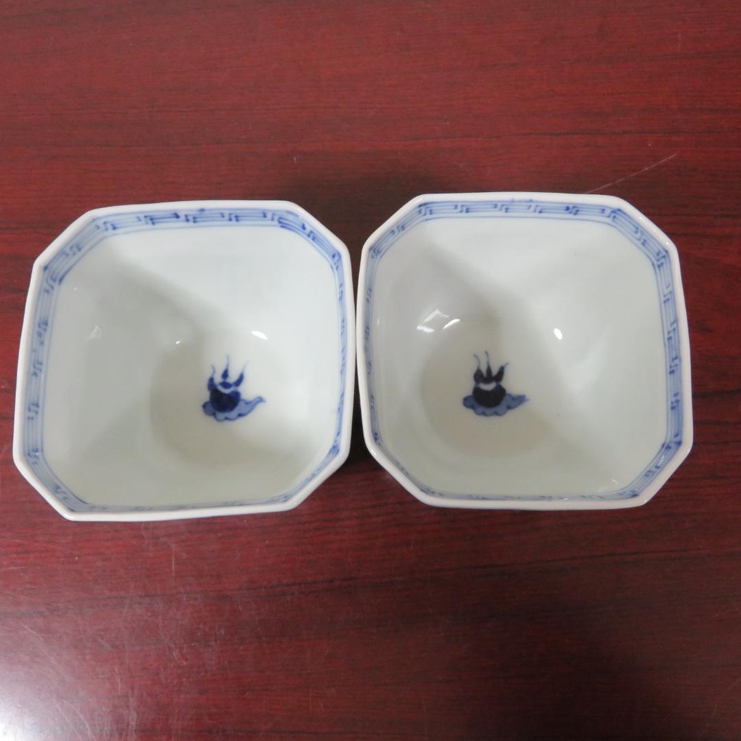 四角向付 2ケ口 染付 山水 鳥 川辺 銘 明治 大正 蔵出し初荷 - メルカリ