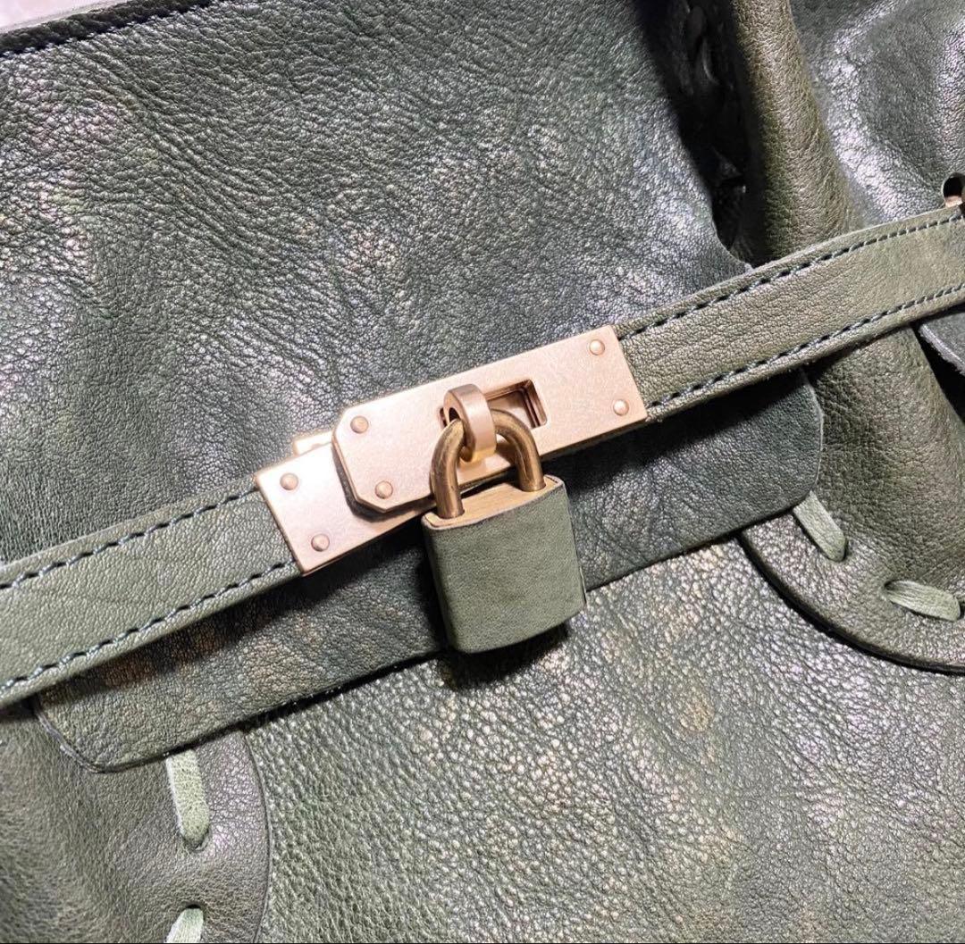 新品✨ DAKOTA ダコタ ハンドバッグ オーリオ ヌメ革 深緑 南京錠