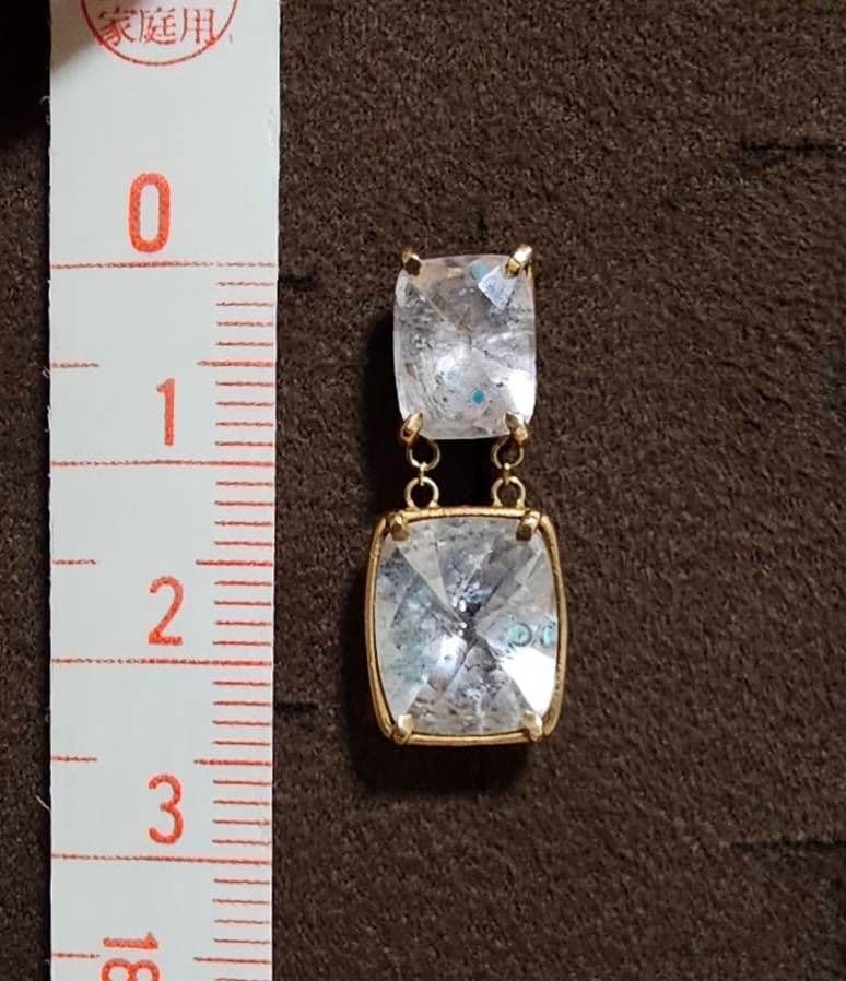 agete k10 ピンクゴールド クリアストーン ピアス - メルカリ