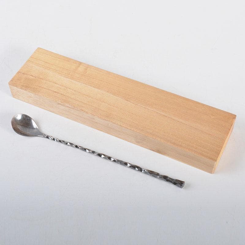 鶴岡鉦次郎　銀製　SILVER刻印　鎚目　匙　約36g　共箱　M　R4329