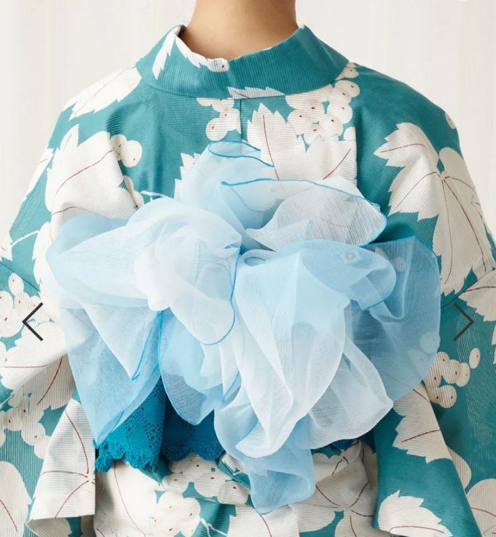 撫松庵ドット浴衣&レース半幅帯、兵児帯 ※美品