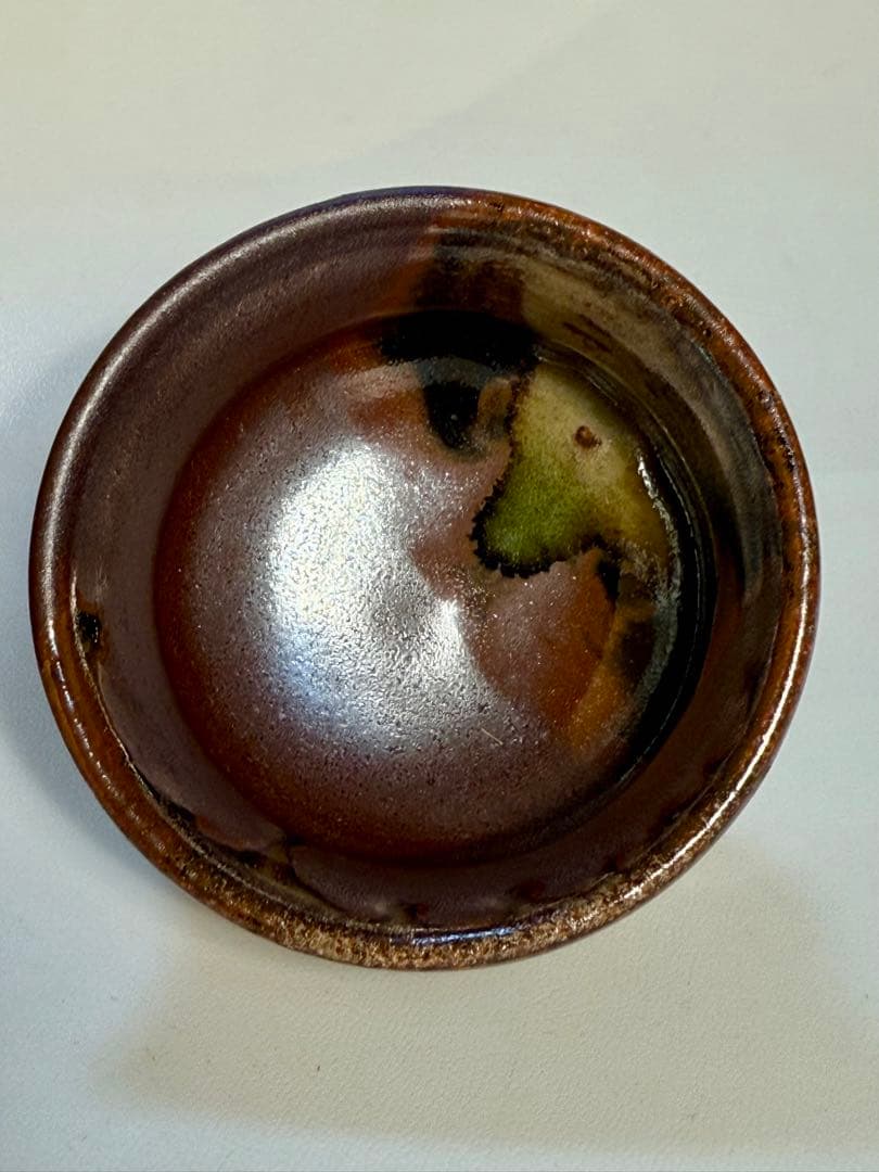 河本五郎 灰釉ぐい呑 共箱、共布、栞