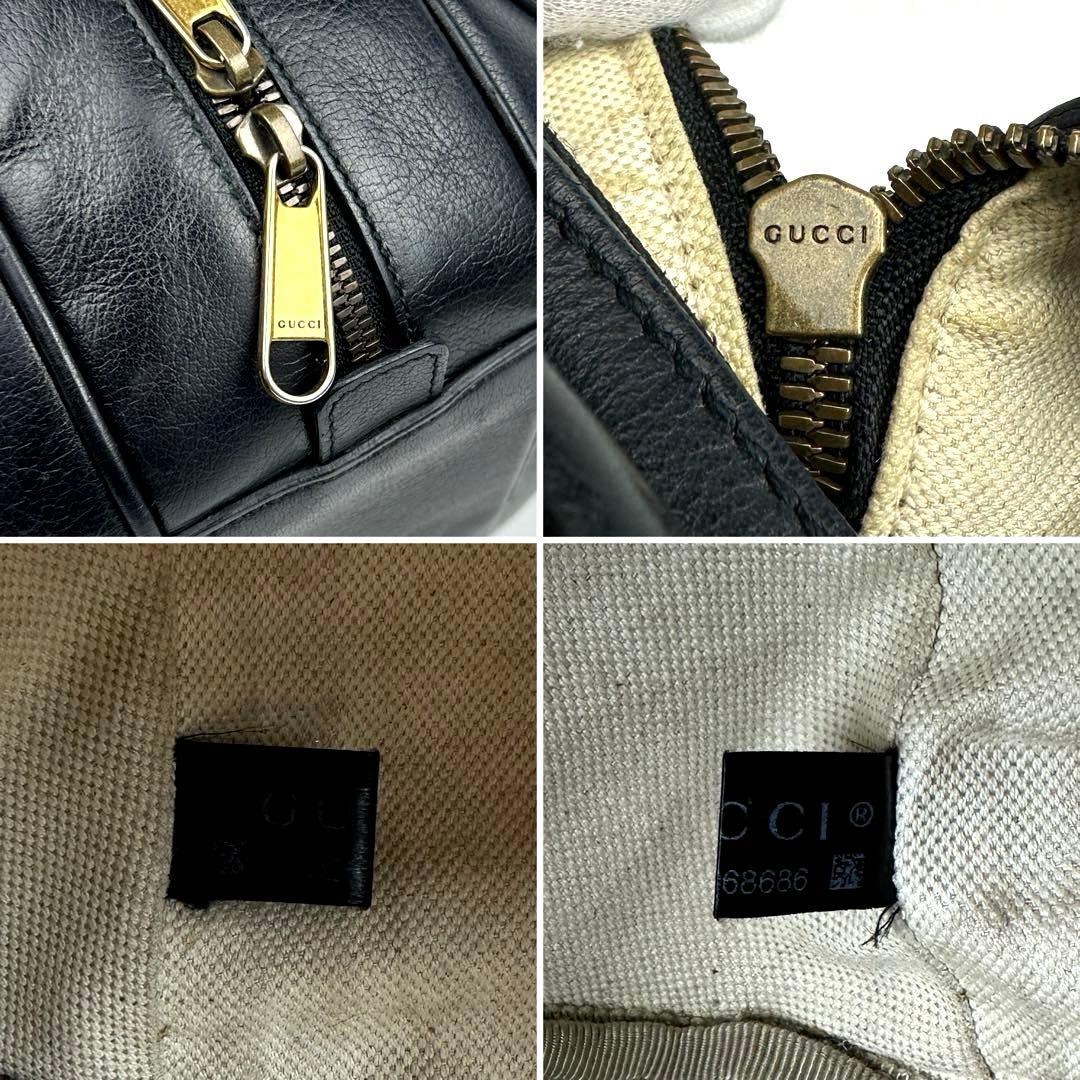 【美品】グッチ　バスケットボール　シェイプ　ハンドバッグ　マーモント　レザー　黒