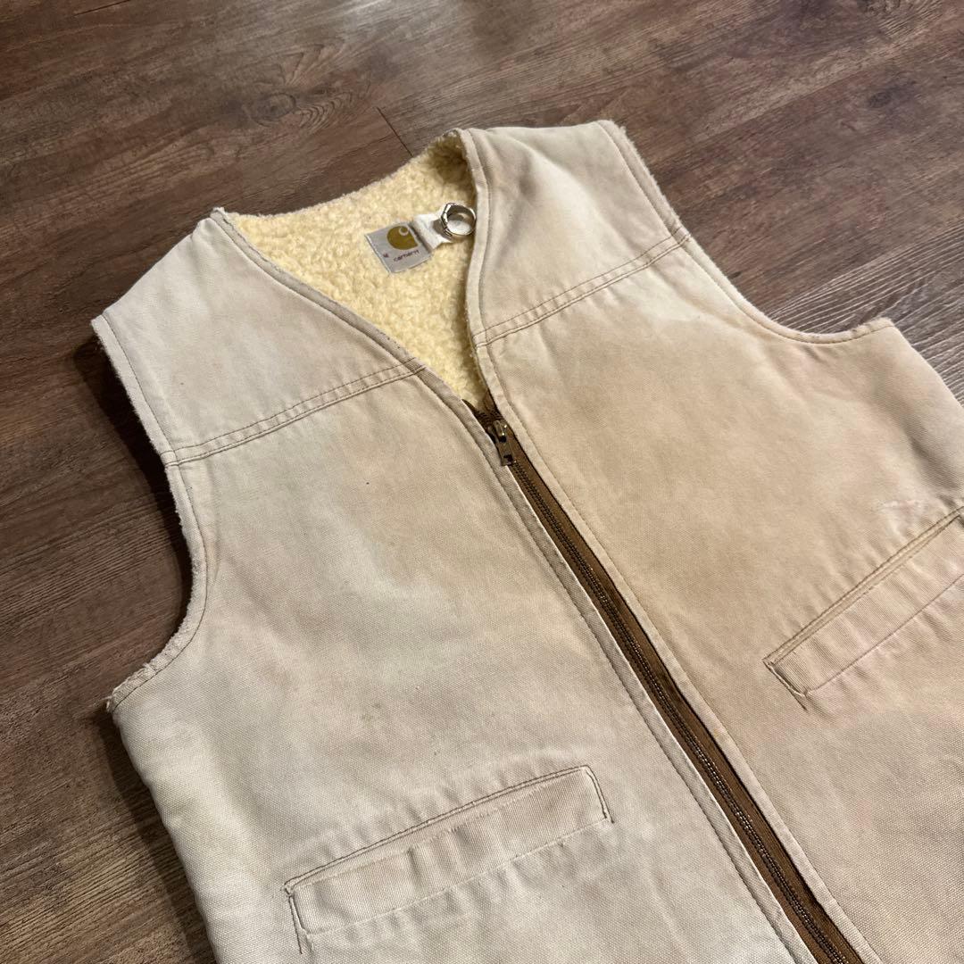 90s USA製 カーハート ダックベスト 雰囲気抜群 アイボリー ベージュ