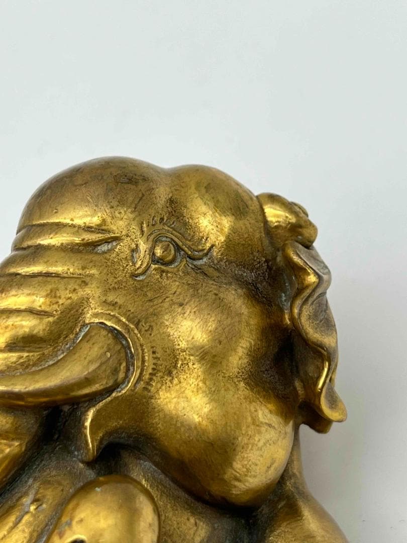 清時代金銅象雕 鎮紙 文鎮銅塗金細密細工神獣蒐集家放出(F-80)