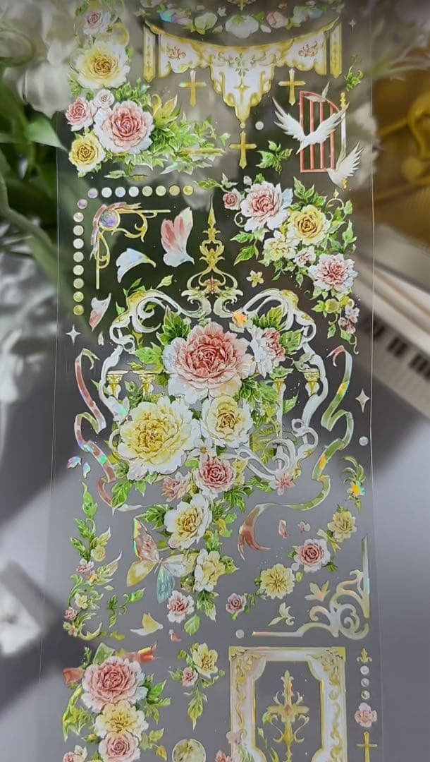 6216】海外 マステ 巻売り 5m 貝殻光マスキングテープ  【9335