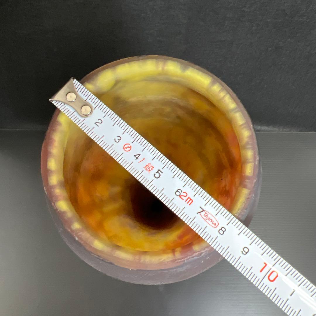 19世紀 ドーム・ナンシー 在銘 異色ガラス溶込酸化腐食彫花入 高