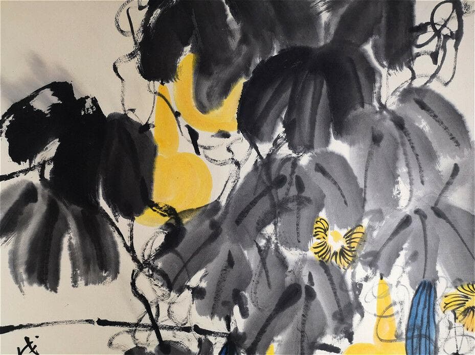 古董品 掛軸 唐物 唐本 【齊白石 】 紙本 肉筆 文房書画