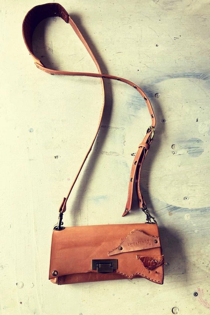 このうえなくナチュラルleather長財布ショルダーアコーディオンポーチ