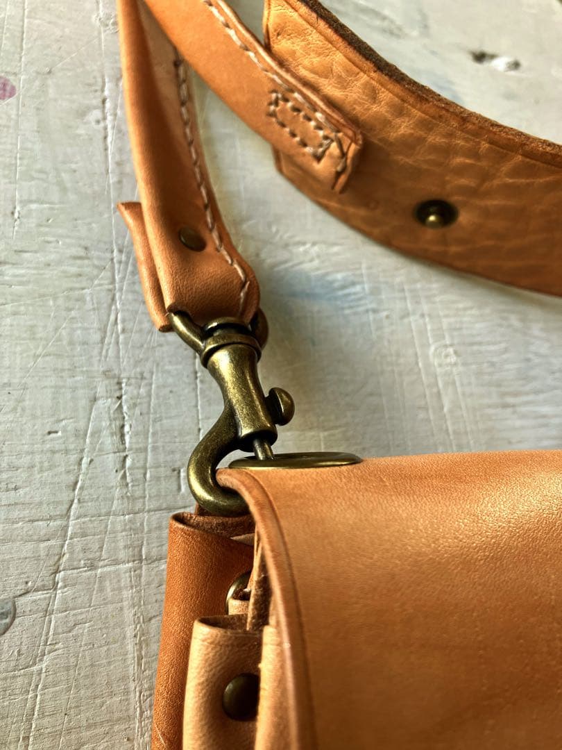 このうえなくナチュラルleather長財布ショルダーアコーディオンポーチ