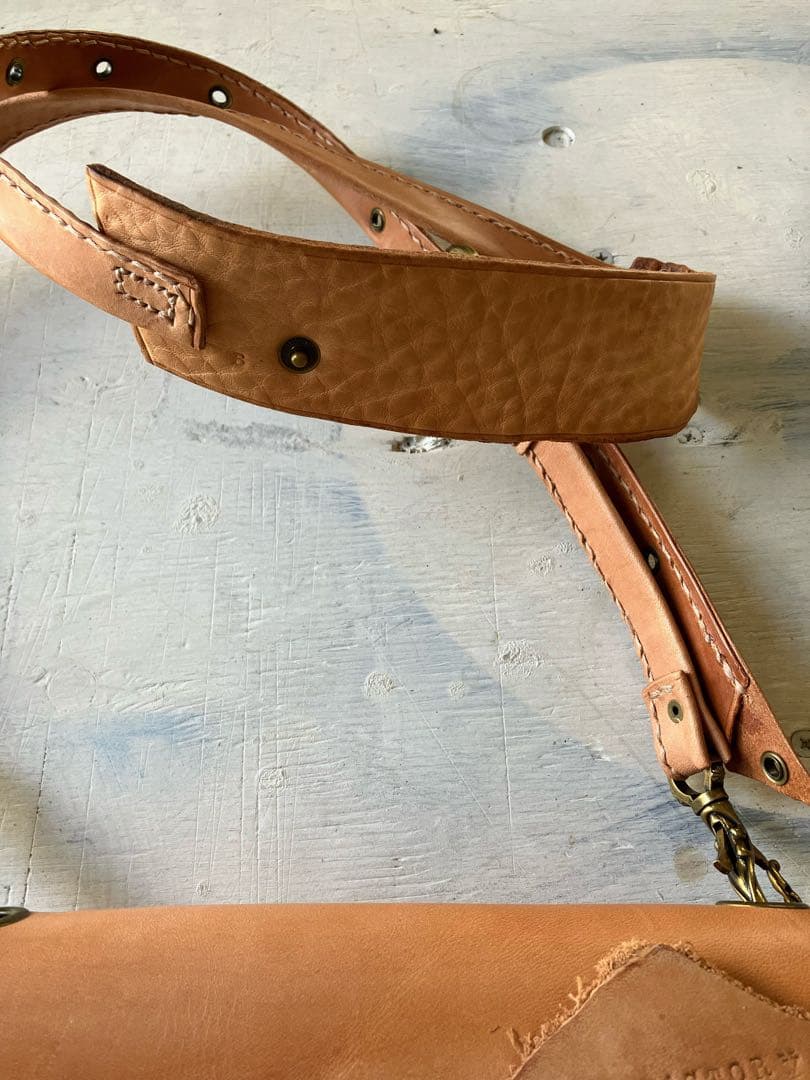 このうえなくナチュラルleather長財布ショルダーアコーディオンポーチ