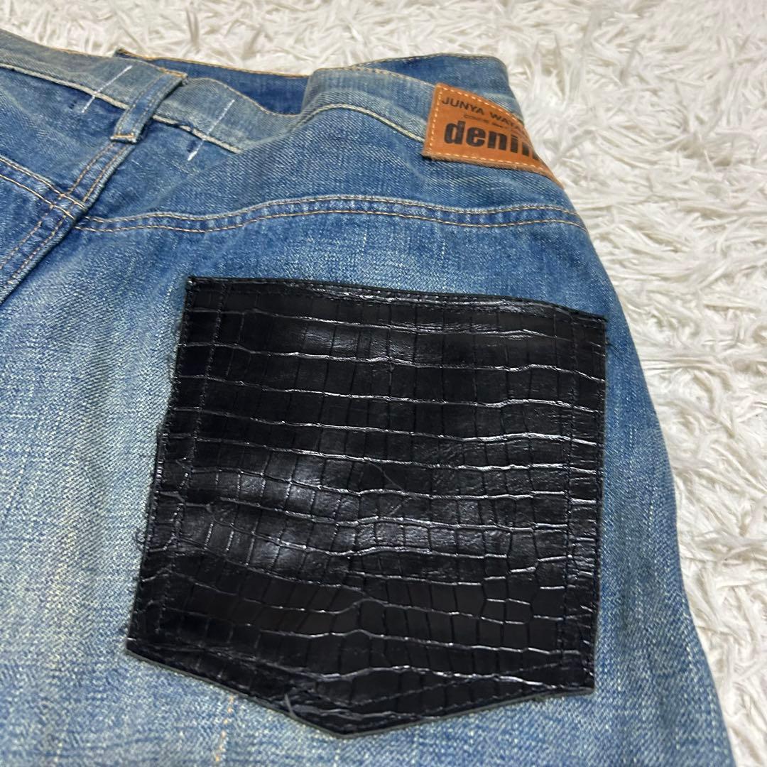 ジュンヤワタナベコムデギャルソン クロコ ドッキング デニムスカート チェック