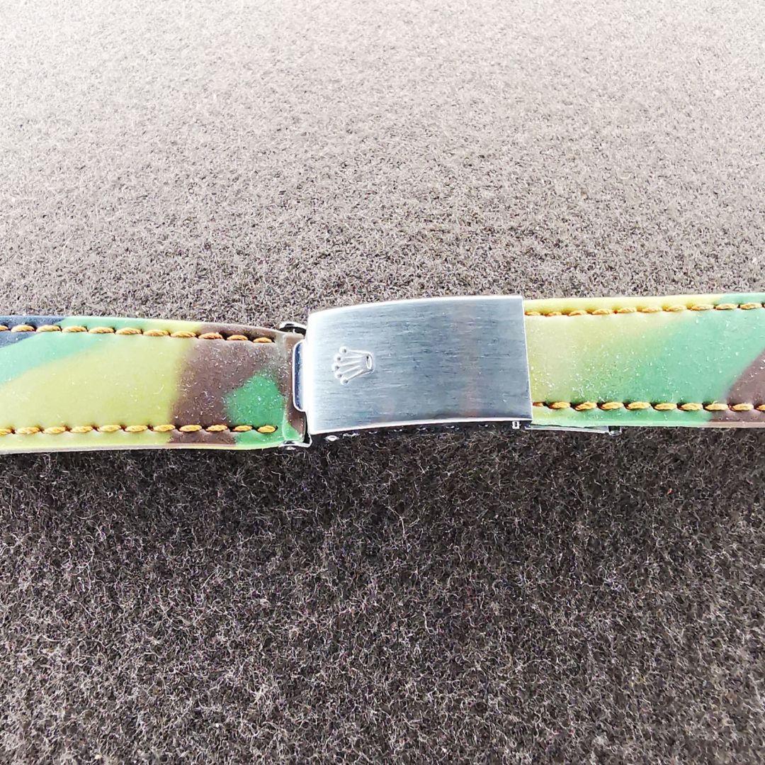 ロレックス純正クラスプ付きイタリア製カモフラージュ ラバーベルトFF幅20㍉