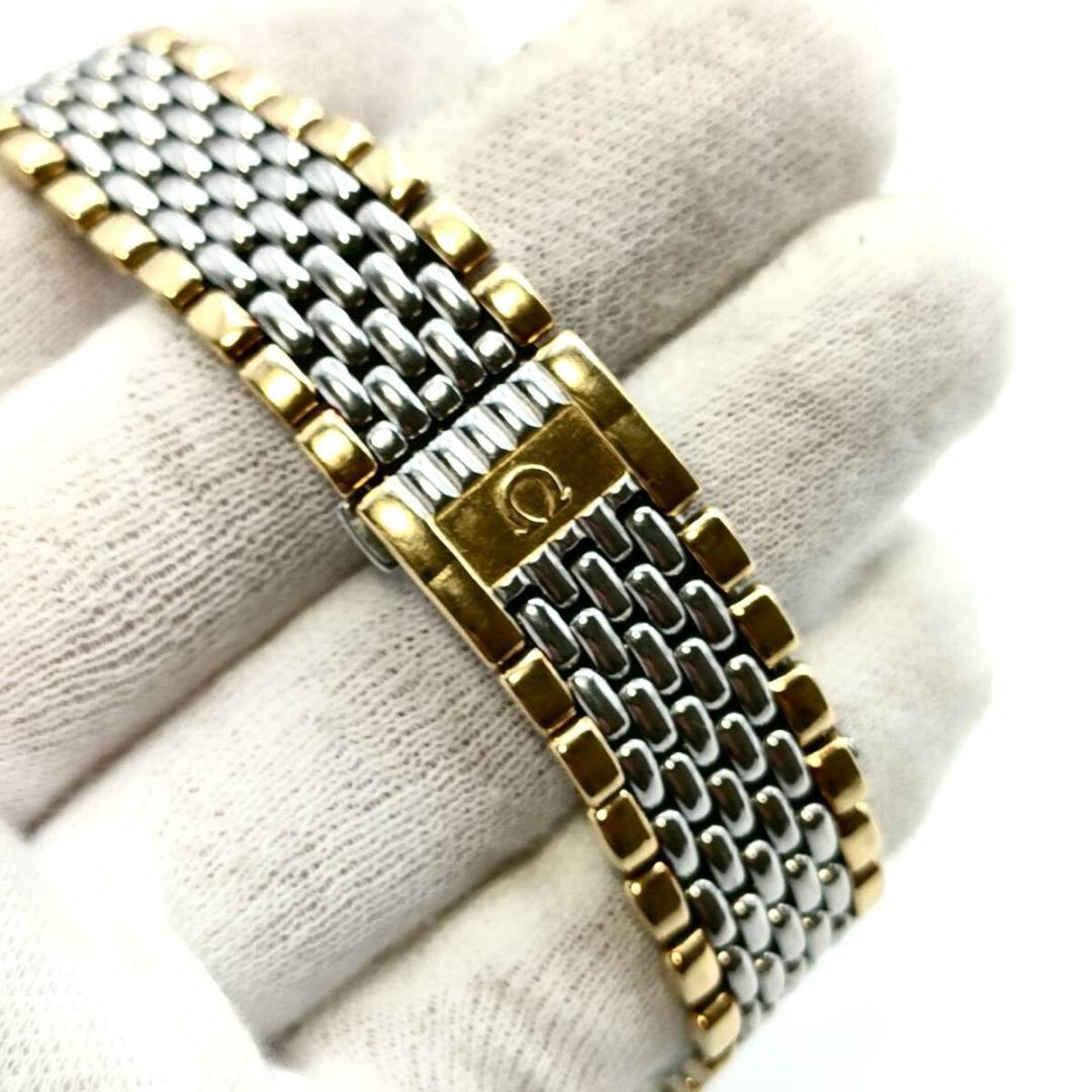 稼働品 OMEGA DeVille スクエア ゴールド文字盤 クォーツ コンビ