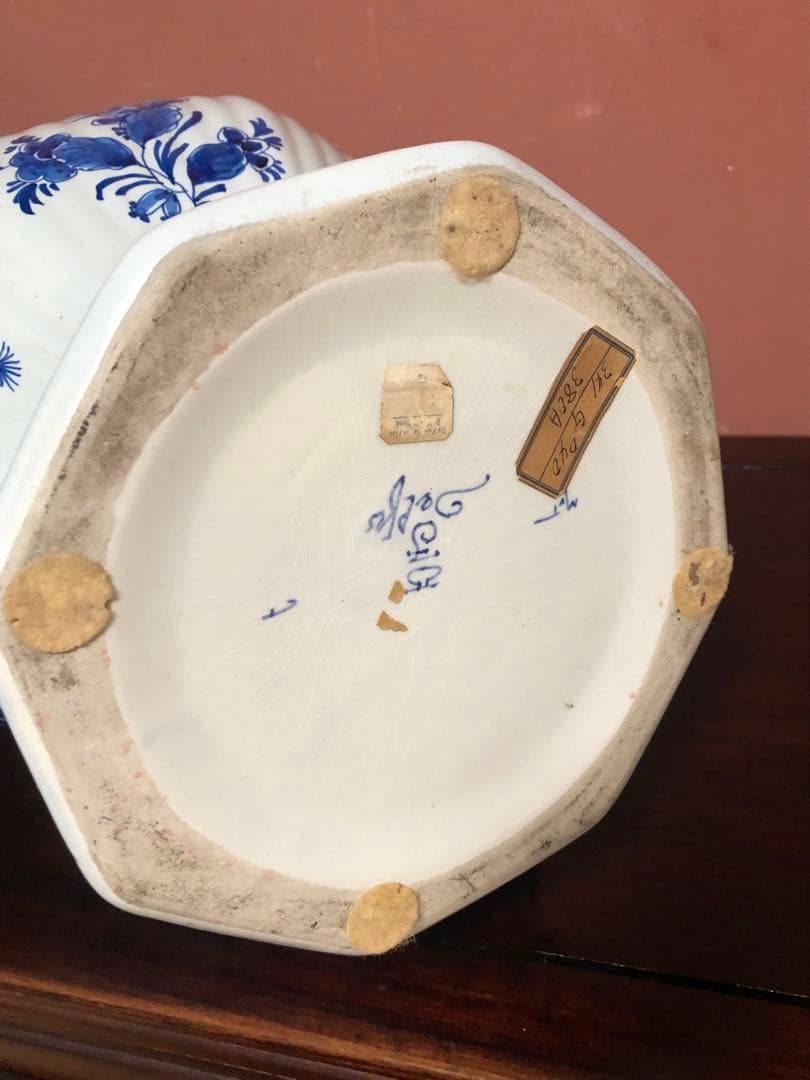 最終価格 存在感抜群の特大時代物デルフト染付花瓶