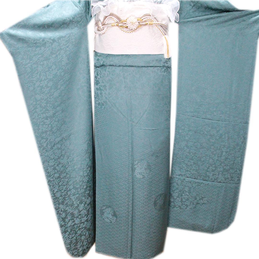 人気色！水色青砥無地□帯新品成人式振袖7点フルセット帯揚げ