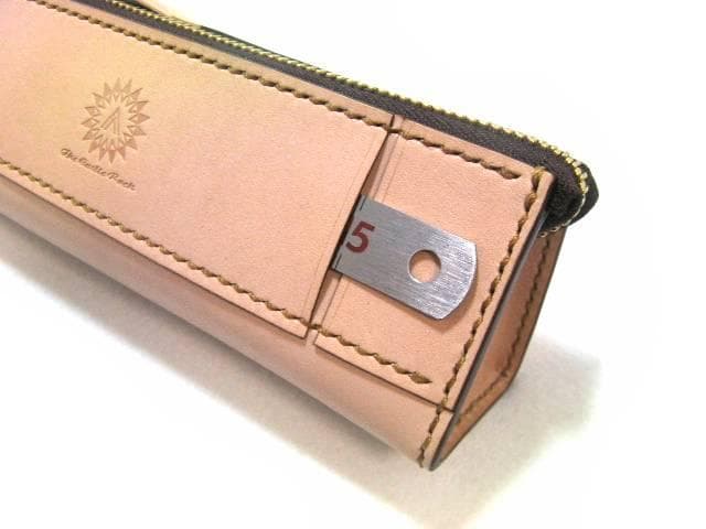 栃木レザー 本革 ペンケース 大容量 定規入る 生成り ヌメ革 名入れ