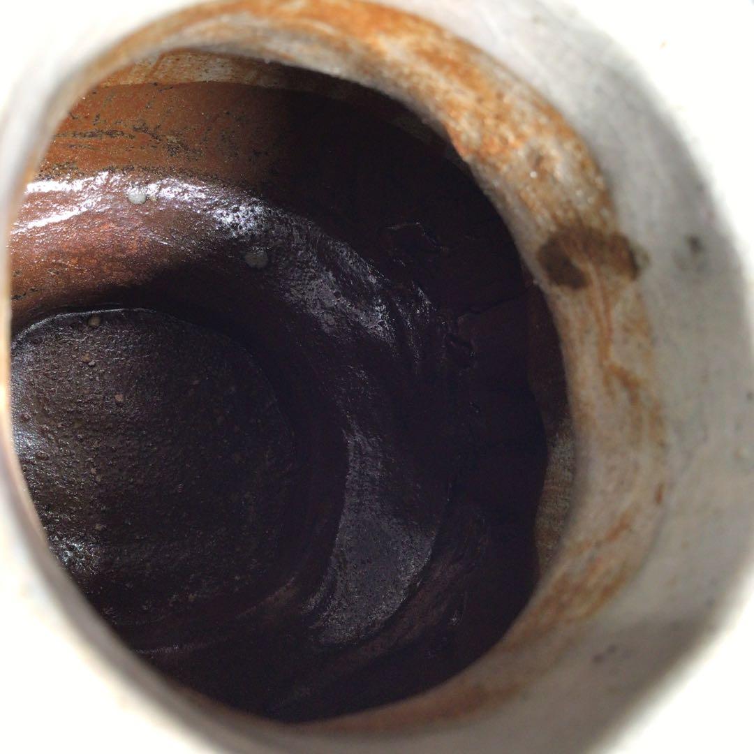 Ｎ６０５　扁壺　『益子窯　木村充造』『青釉流文』『花生』　共箱　花器