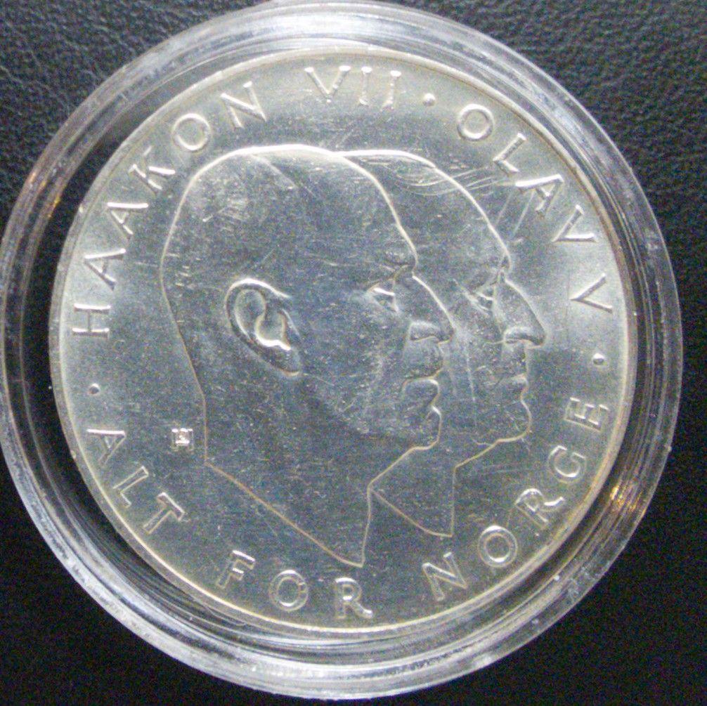 1970年 ノルウェー銀貨 25クローネ 開放25周年記念銀貨SV875大型銀貨