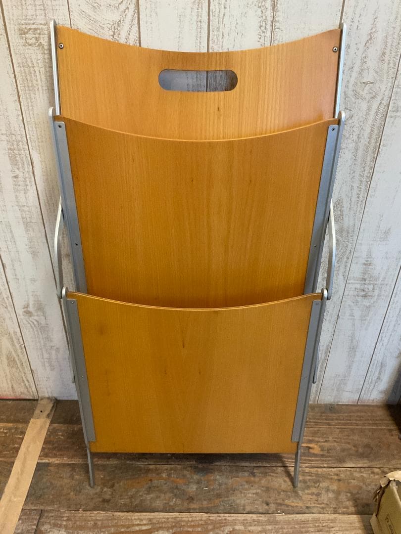 折りたたみ式木製マガジンラック 3段 ナチュラル　YCAMI　イカミ