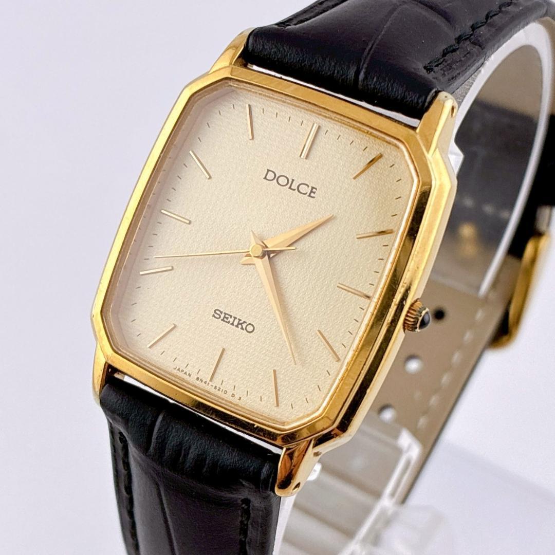 【電池交換済】SEIKO　DOLCE　腕時計　新品ベルト　クォーツ　ゴールド