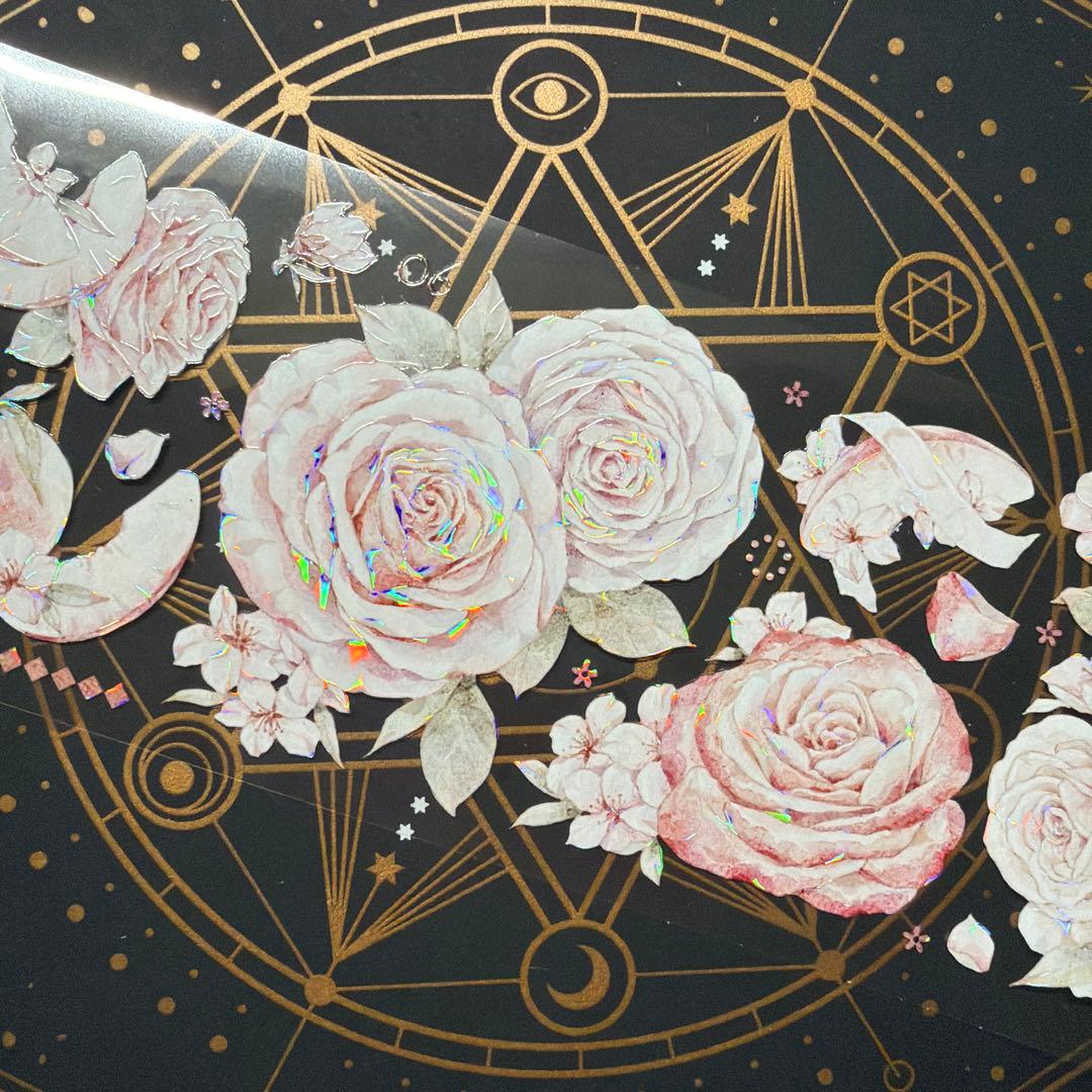 8950】海外 マステ 中古巻 貝殻光マスキングテープ お花系 ピンク