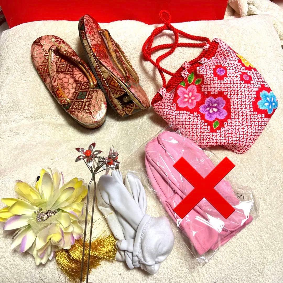 七五三 3歳 着物 セット フルセット 鈴草履 赤 かんざし 大人っぽい レッド