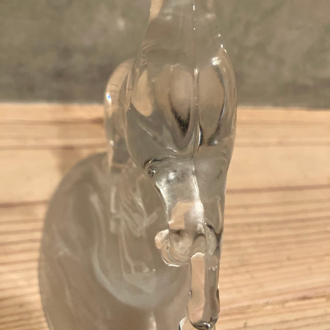 美品 ヴィンテージ ガラス 馬 りんご 置物 オブジェ ずっしり クリスタル