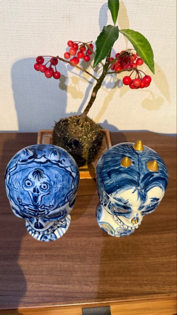 美品スカルデザイン（どくろ）の有田焼キャニスター