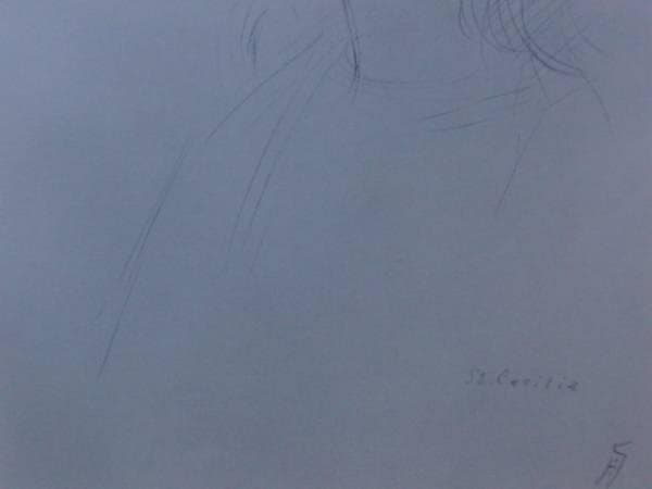 船越保武、聖セシリア、希少額装用画集画、大判、新品高級額装