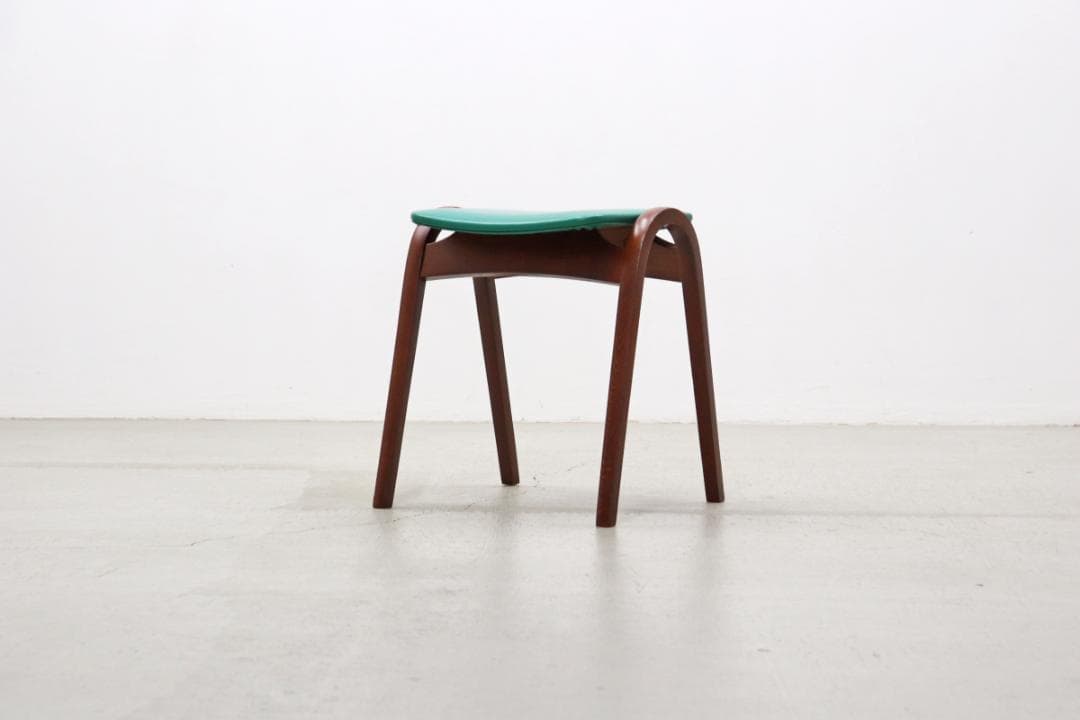 秋田木工 剣持勇 ビーチ材 スタッキングスツール No.202 レトロ 緑
