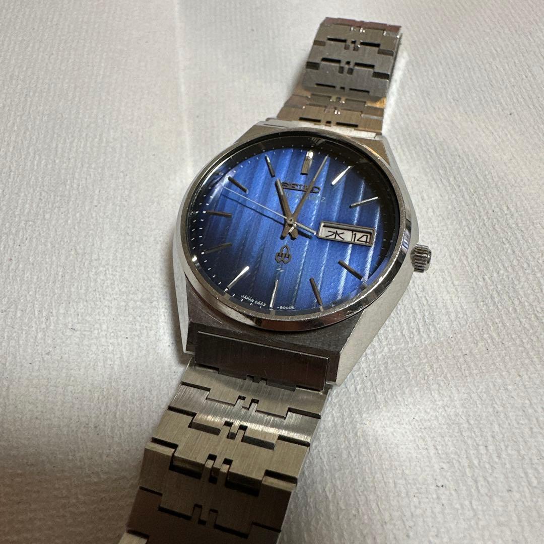 SEIKO キングクォーツ　稼動品　美品 特殊ブルー文字盤