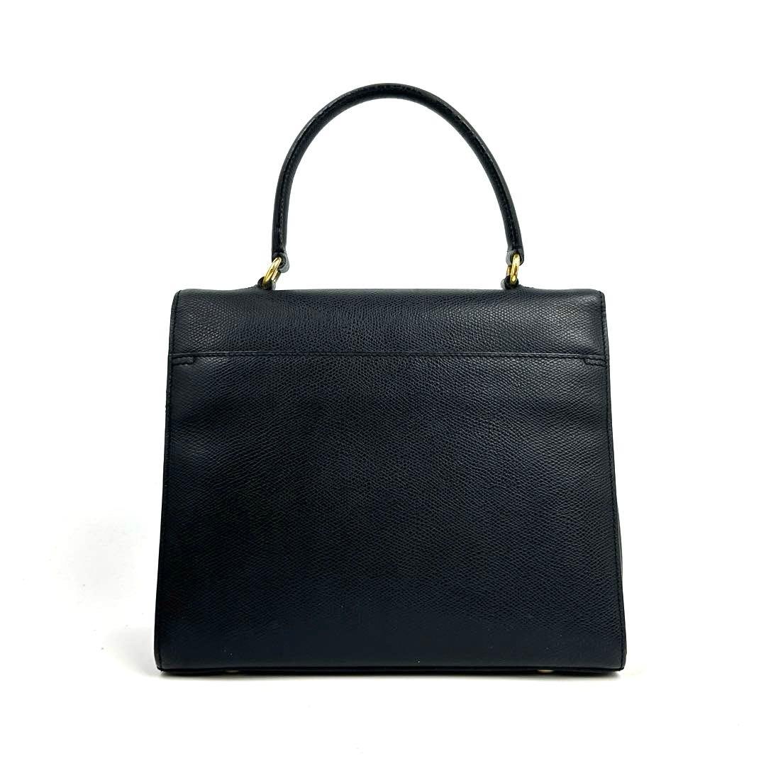 【美品】セリーヌ　ハンドバッグ　ターンロック　ゴールド金具　レザー　ブラック