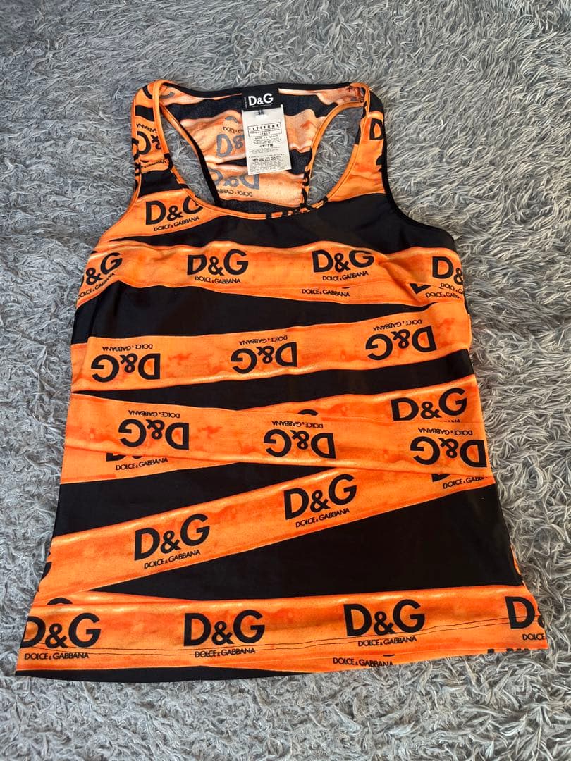 激レア　ドルガバ　ロゴ入りボーダー　ホルターネックタンクトップ　Y2K
