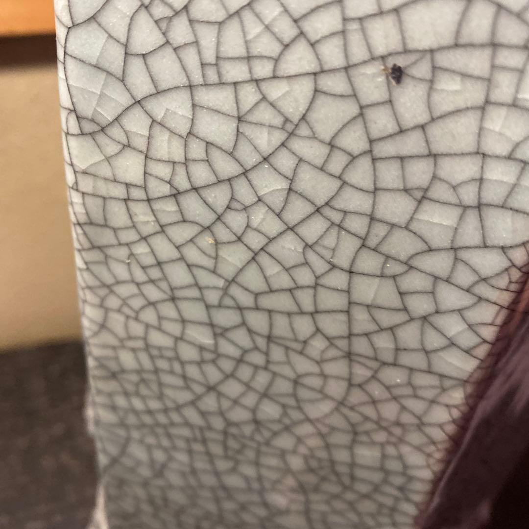 中国古玩 青磁山葡萄文面取花生 31cm13cm