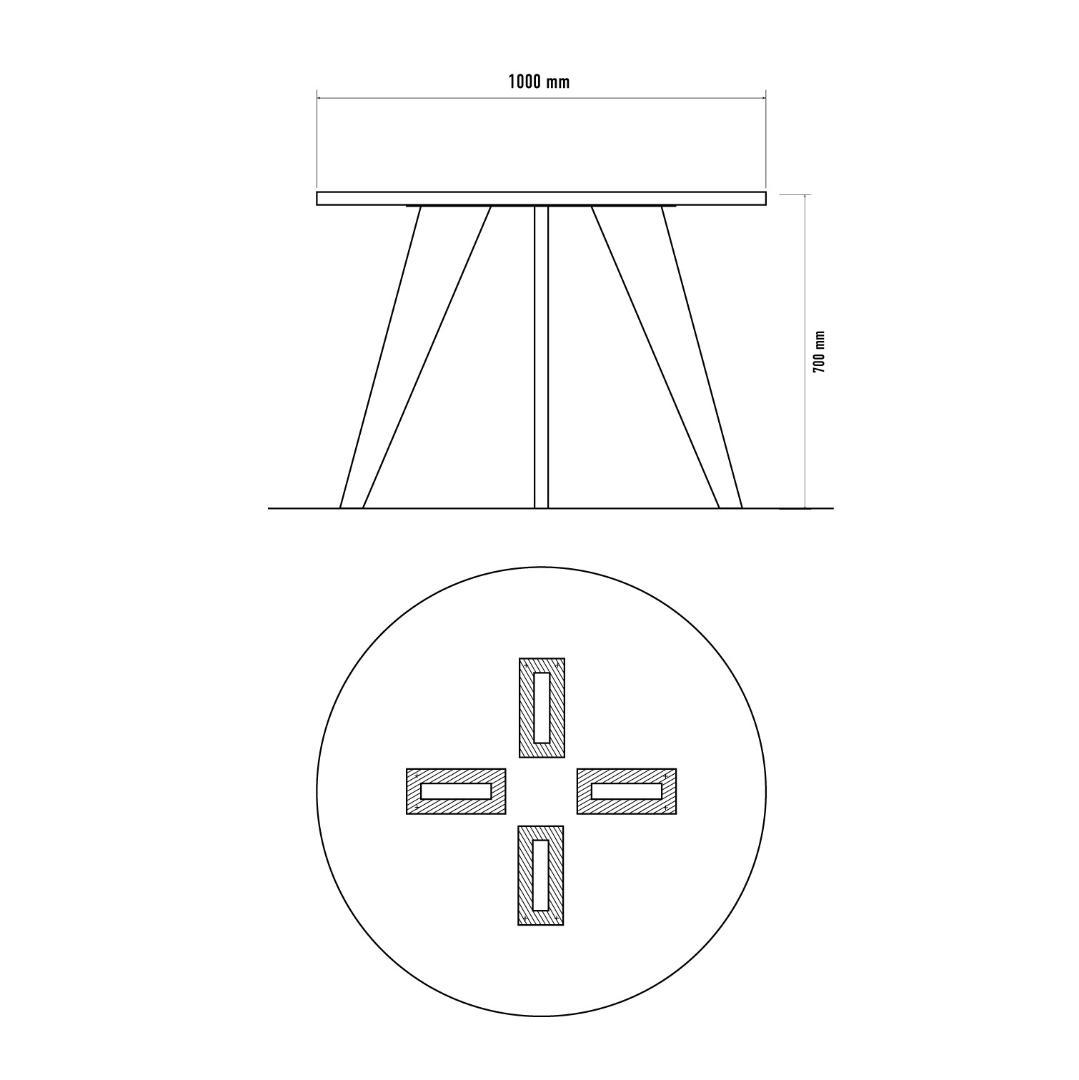 円形｜ラウンドテーブル｜ミディアムグレー｜薄塗りモルタル｜ダイニングテーブル