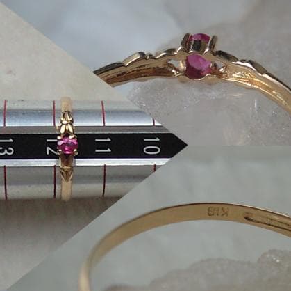 11.8号　K18　刻印　ルビーリング　シンプルデザイン　リング　指輪　081