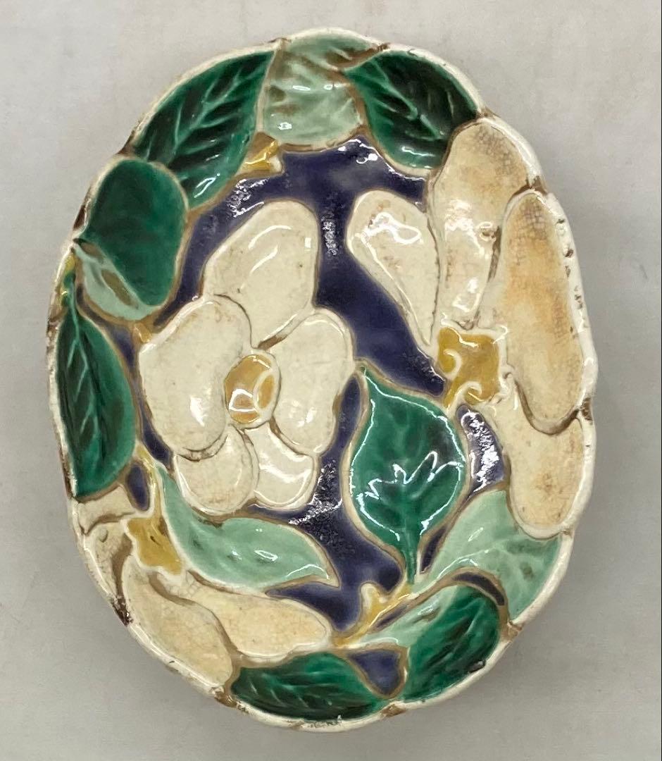 B389b 「椿図皿 5枚」九谷焼　金城製　春日山窯　青木木米　陶器　金沢