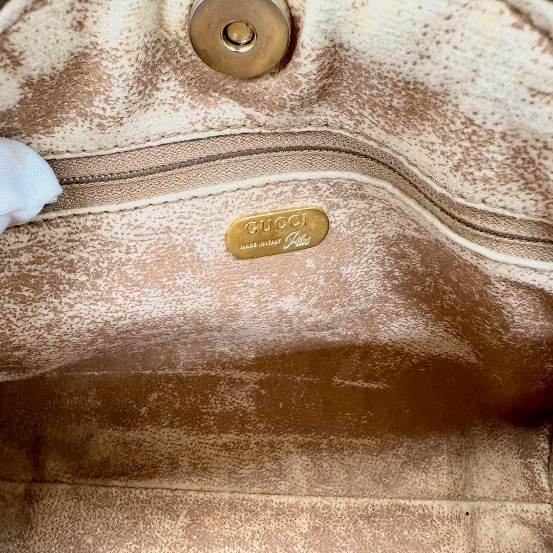 【美品】GUCCIプラス ショルダーバッグ がま口 ベージュ スプリーム GG柄