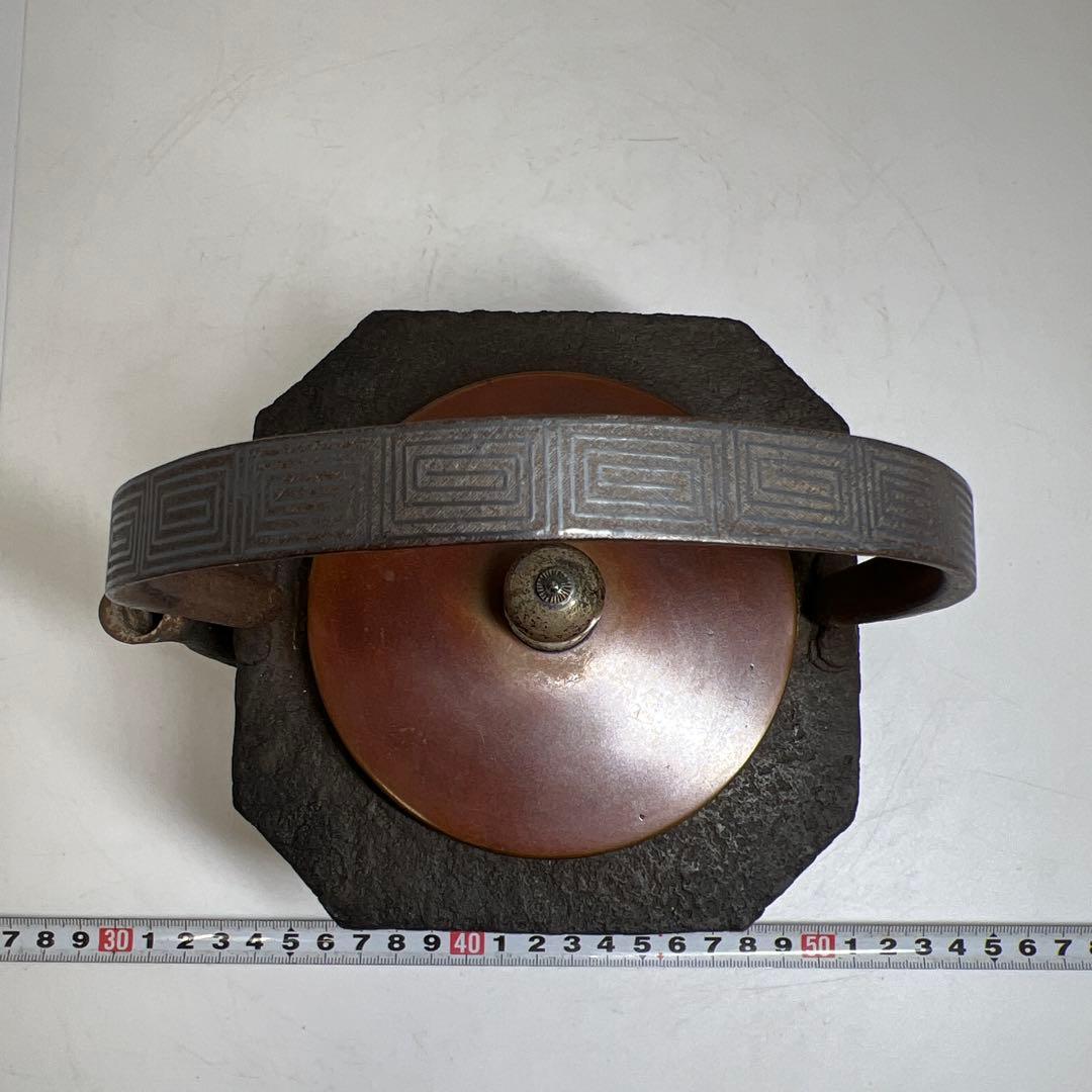 精金堂 雷文象嵌把手八角鉄瓶 合箱 1708g 東Y7-0509⭐︎2F