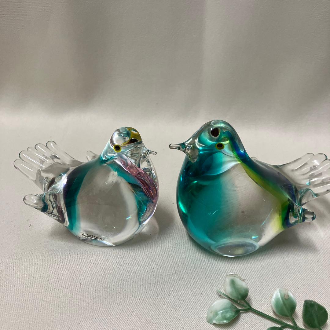 Multi Glass マルティグラス 鳥置物 ペア 伝統工芸 ガラス置物 - メルカリ