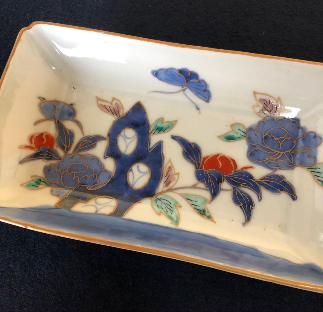 《R》伊万里 金彩色絵 長皿5客 角皿 懐石　251007あ7