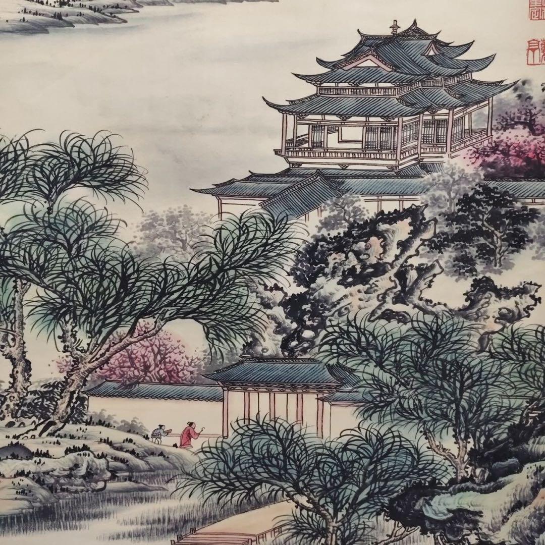 掛け軸 中堂 王時敏 山水画 翠岫瓊林図 中国画 水墨 山水風景 - メルカリ