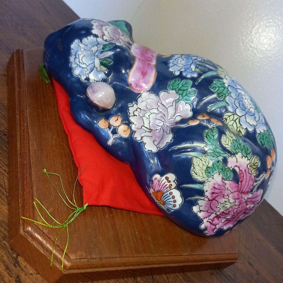 眠り猫 陶器 花 日本 vintage ceramic cat object