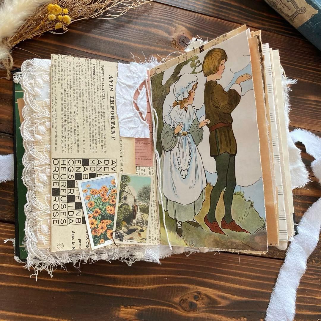 junk journal ジャンクジャーナル雑記帳　平袋　紙もの150点以上