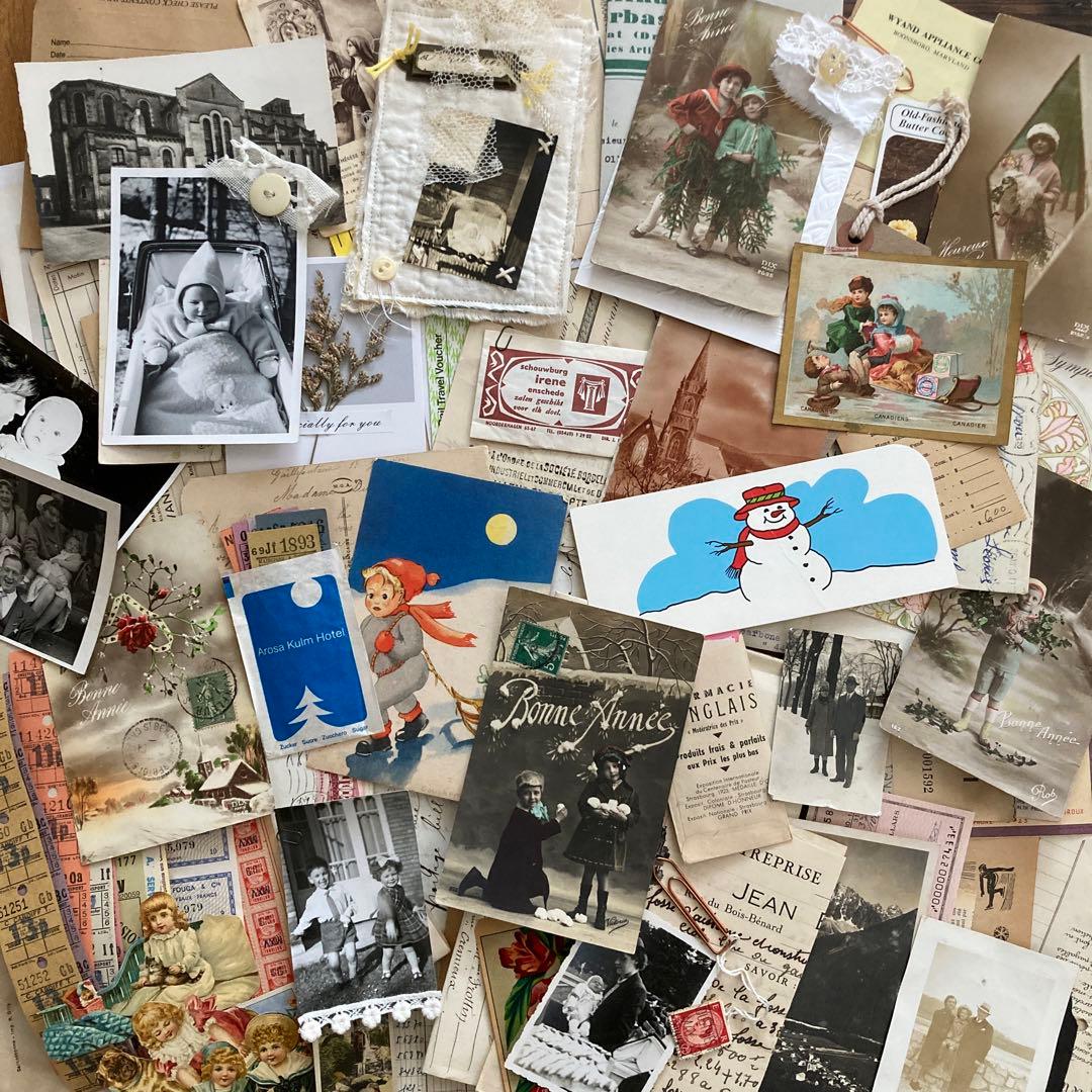 junk journal ジャンクジャーナル雑記帳　平袋　紙もの150点以上