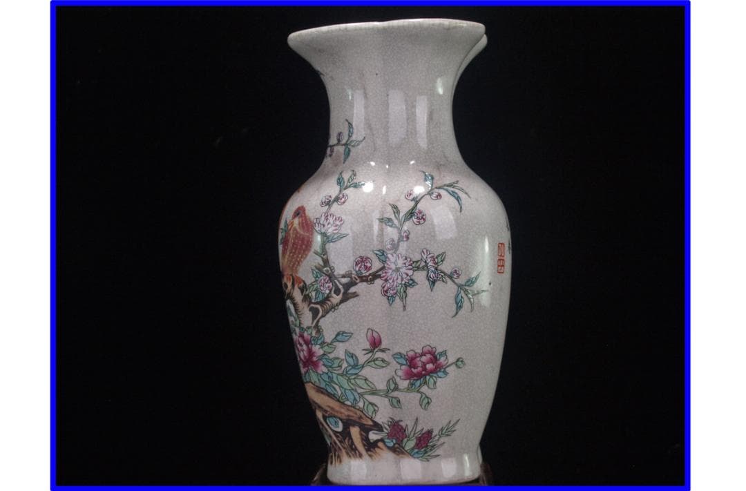 中国 清時代　在銘手描き花瓶 美術品　激安骨董品 DE1042B12-4