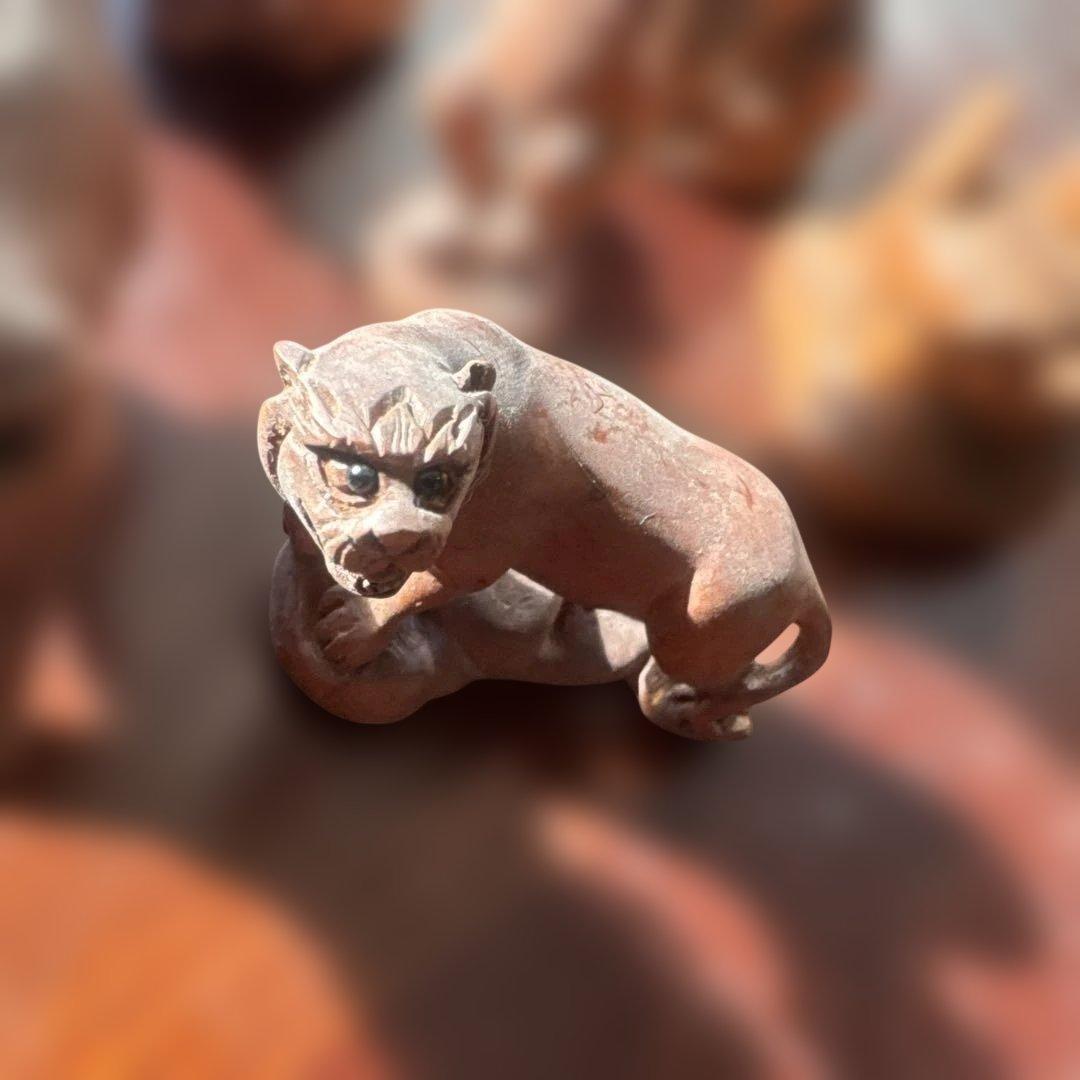 猿木彫根付 文化遺産オンライン 時代提げ物 唐木黄楊木彫刻 犬・猿・虎