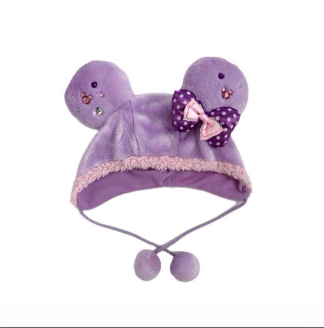 ♡ファンキャップ♡ ミニー 耳付き紫帽子 レア【使用頻度少・美品