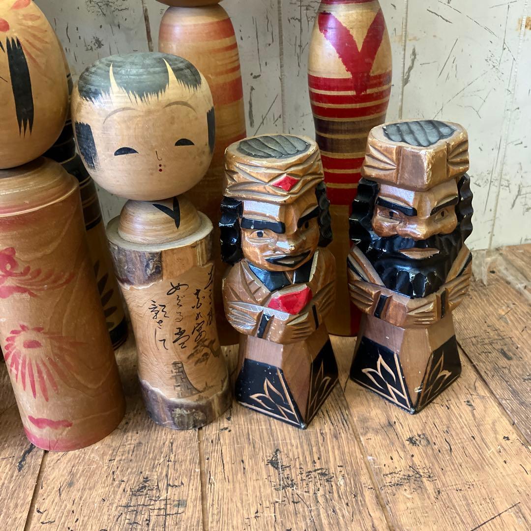 昭和レトロ 木製 こけし 小芥子 温泉こけし 17体セット まとめ売り